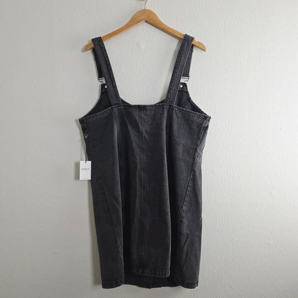 Forever 21 Plus Black Denim Overall Mini Dress Button Front 0X NWT - Picture 10 of 10